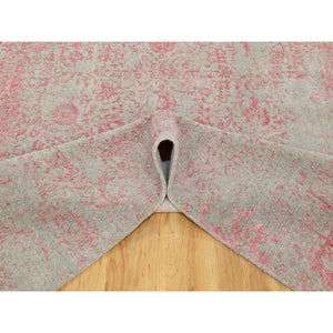 6'x9' Pink Wool And Art Silk Transitional Design Hand Loomed Jacquard Oriental Rug FWR351600