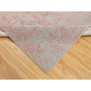 6'x9' Pink Wool And Art Silk Transitional Design Hand Loomed Jacquard Oriental Rug FWR351600