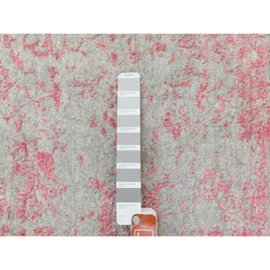 6'x9' Pink Wool And Art Silk Transitional Design Hand Loomed Jacquard Oriental Rug FWR351600