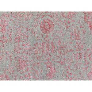 6'x9' Pink Wool And Art Silk Transitional Design Hand Loomed Jacquard Oriental Rug FWR351600