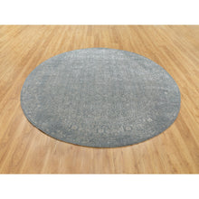 Load image into Gallery viewer, 8&#39;x8&#39; Gray Fine Jacquard Hand Loomed Modern Wool And Art Silk Oriental Rug FWR351606