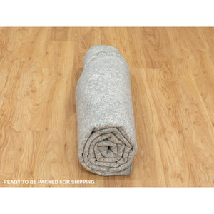 8'x8' Gray Fine Jacquard Hand Loomed Modern Wool And Art Silk Oriental Rug FWR351606