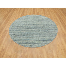 Load image into Gallery viewer, 6&#39;x6&#39; Seafoam Green Hand Loomed Variegated Textured Design Round Organic Wool Modern Oriental Rug FWR351612