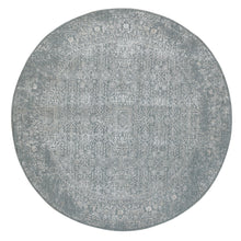 Load image into Gallery viewer, 7&#39;10&quot;x7&#39;10&quot; Gray Fine jacquard Tone on Tone Hand Loomed Modern Wool and Art Silk Round Oriental Rug FWR351696