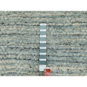 3'x5' Seafoam Green Hand Loomed Variegated Textured Design Organic Wool Transitional Oriental Rug FWR351708