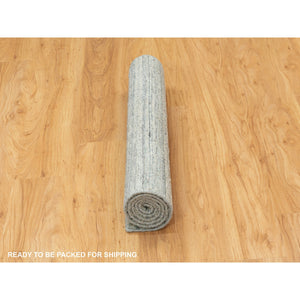 3'x5' Seafoam Green Hand Loomed Variegated Textured Design Organic Wool Transitional Oriental Rug FWR351708