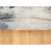 Load image into Gallery viewer, 6&#39;2&quot;x6&#39;2&quot; Gray With Black Abstract Design Wool And Silk Hand Knotted Round Oriental Rug FWR351738