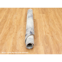 Load image into Gallery viewer, 6&#39;2&quot;x6&#39;2&quot; Gray With Black Abstract Design Wool And Silk Hand Knotted Round Oriental Rug FWR351738