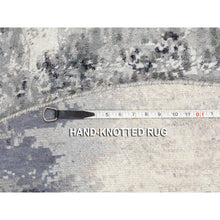 Load image into Gallery viewer, 6&#39;2&quot;x6&#39;2&quot; Gray With Black Abstract Design Wool And Silk Hand Knotted Round Oriental Rug FWR351738