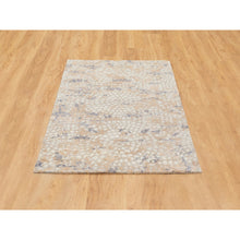 Load image into Gallery viewer, 3&#39;x5&#39; Gray Wool And Pure Silk Mosaic Design Hand Knotted Modern Oriental Rug FWR351804