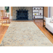 Load image into Gallery viewer, 5&#39;10&quot;x9&#39; Gray Wool And Pure Silk Mosaic Design Hand Knotted Modern Oriental Rug FWR351870