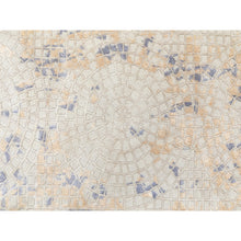 Load image into Gallery viewer, 5&#39;10&quot;x9&#39; Gray Wool And Pure Silk Mosaic Design Hand Knotted Modern Oriental Rug FWR351870
