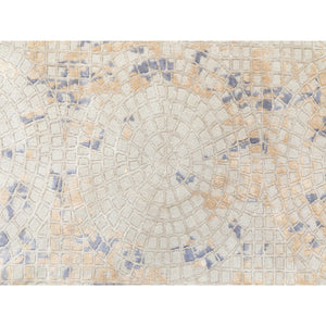 5'10"x9' Gray Wool And Pure Silk Mosaic Design Hand Knotted Modern Oriental Rug FWR351870