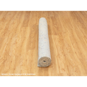 5'10"x9' Gray Wool And Pure Silk Mosaic Design Hand Knotted Modern Oriental Rug FWR351870