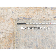 Load image into Gallery viewer, 5&#39;10&quot;x9&#39; Gray Wool And Pure Silk Mosaic Design Hand Knotted Modern Oriental Rug FWR351870