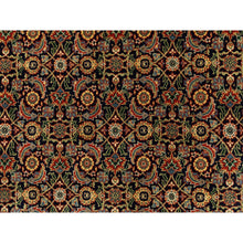 Load image into Gallery viewer, 9&#39;5&quot;x16&#39;1&quot; Pitch Black Herati Fish Design Gallery Size Long And Narrow 250 Kpsi Hand Knotted Dense Weave Wool Oriental Rug FWR351888