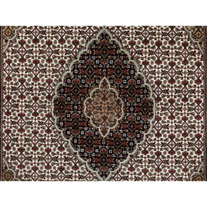5'x7' Ivory Fish Design Tabriz Mahi Wool Hand Knotted Oriental Rug FWR351960