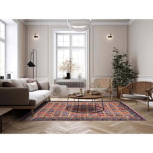 Load image into Gallery viewer, 6&#39;3&quot;x8&#39;4&quot; Porcini Brown, Afghan Ersari With Turkish Knot, Caucasian Design Revival, Small Human Figurines, Densely Woven, Vegetable Dyes, Hand Knotted, Soft Wool, Oriental Rug FWR3516