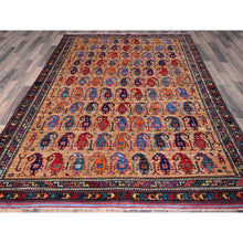 Load image into Gallery viewer, 6&#39;3&quot;x8&#39;4&quot; Porcini Brown, Afghan Ersari With Turkish Knot, Caucasian Design Revival, Small Human Figurines, Densely Woven, Vegetable Dyes, Hand Knotted, Soft Wool, Oriental Rug FWR3516