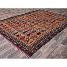 Load image into Gallery viewer, 6&#39;3&quot;x8&#39;4&quot; Porcini Brown, Afghan Ersari With Turkish Knot, Caucasian Design Revival, Small Human Figurines, Densely Woven, Vegetable Dyes, Hand Knotted, Soft Wool, Oriental Rug FWR3516