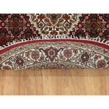 Load image into Gallery viewer, 3&#39;4&quot;x3&#39;4&quot; Red Hand Knotted Wool Tabriz Mahi Fish Design Oriental Round Rug FWR352452