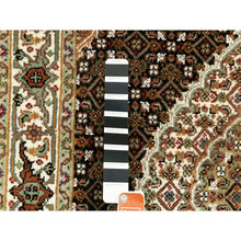 Load image into Gallery viewer, 3&#39;1&quot;x5&#39;6&quot; Rich Black, Hand Knotted, Tabriz Mahi With Fish Medallion Design, 250 Kpsi Wool Oriental Rug FWR352656