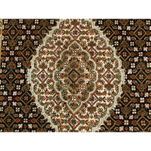 Load image into Gallery viewer, 3&#39;1&quot;x5&#39;6&quot; Rich Black, Hand Knotted, Tabriz Mahi With Fish Medallion Design, 250 Kpsi Wool Oriental Rug FWR352656
