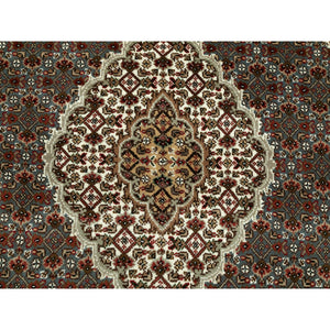 4'1"x6' Grey Hand Knotted Wool Tabriz Mahi Fish Design Oriental Rug FWR352836