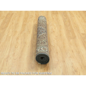 4'1"x6' Grey Hand Knotted Wool Tabriz Mahi Fish Design Oriental Rug FWR352836