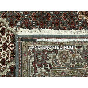 4'1"x6' Grey Hand Knotted Wool Tabriz Mahi Fish Design Oriental Rug FWR352836