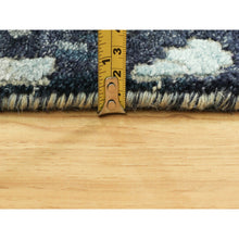 Load image into Gallery viewer, 2&#39;6&quot;x9&#39;10&quot; Hand Knotted Blue Mosaic Design Wool And Silk Oriental Persian Knot Runner Rug FWR353238