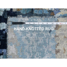 Load image into Gallery viewer, 2&#39;6&quot;x9&#39;10&quot; Hand Knotted Blue Mosaic Design Wool And Silk Oriental Persian Knot Runner Rug FWR353238