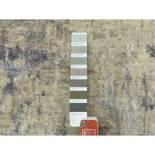 Load image into Gallery viewer, 2&#39;7&quot;x9&#39;9&quot; Silver, Blue Wool And Silk Modern Abstract Design Hand Knotted Oriental Runner Rug FWR353244