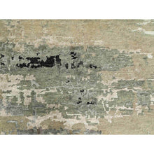 Load image into Gallery viewer, 4&#39;x6&#39; Silver, Blue Wool And Silk Modern Abstract Design Hand Knotted Oriental Rug FWR353268