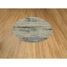 Load image into Gallery viewer, 6&#39;x6&#39; Silver Blue Wool &amp; Silk Modern Abstract Design Hand Knotted Oriental Round Rug FWR353298