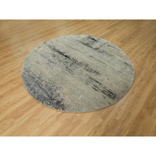 Load image into Gallery viewer, 7&#39;x7&#39; Silver Blue Wool &amp; Silk Modern Abstract Design Hand Knotted Oriental Round Rug FWR353310