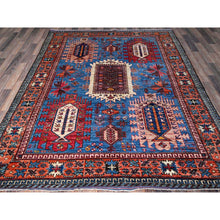 Load image into Gallery viewer, 6&#39;x7&#39;8&quot; Carolina Blue, Afghan Ersari With Turkish Knot, Caucasian Design Revival, Vegetable Dyes, Densely Woven, Hand Knotted, Soft Wool, Oriental Rug FWR3528
