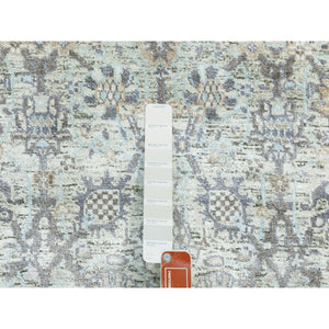 2'5"x20'5" Ivory Silk With Textured Wool Tabriz Hand Knotted Oriental Xl Runner Rug FWR353676