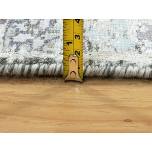 2'5"x20'5" Ivory Silk With Textured Wool Tabriz Hand Knotted Oriental Xl Runner Rug FWR353676