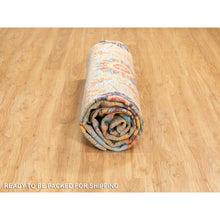 Load image into Gallery viewer, 12&#39;x12&#39; Tan Silk With Textured Wool Sickle Leaf Design Hand Knotted Oriental Round Rug FWR353790