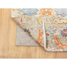 Load image into Gallery viewer, 2&#39;6&quot;x16&#39;4&quot; Hand Knotted Tan Silk With Textured Wool Sickle Leaf Design Oriental Xl Runner Rug FWR353796