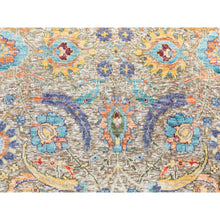 Load image into Gallery viewer, 2&#39;6&quot;x16&#39;4&quot; Hand Knotted Tan Silk With Textured Wool Sickle Leaf Design Oriental Xl Runner Rug FWR353796
