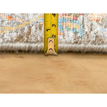 Load image into Gallery viewer, 2&#39;6&quot;x16&#39;4&quot; Hand Knotted Tan Silk With Textured Wool Sickle Leaf Design Oriental Xl Runner Rug FWR353796