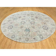 Load image into Gallery viewer, 11&#39;10&quot;x11&#39;10&quot; Ivory Silk With Textured Wool Tabriz Hand Knotted Oriental Round Rug FWR353874