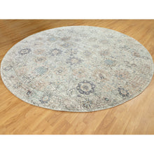 Load image into Gallery viewer, 11&#39;10&quot;x11&#39;10&quot; Ivory Silk With Textured Wool Tabriz Hand Knotted Oriental Round Rug FWR353874