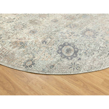 Load image into Gallery viewer, 11&#39;10&quot;x11&#39;10&quot; Ivory Silk With Textured Wool Tabriz Hand Knotted Oriental Round Rug FWR353874