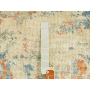 5'9"x9' Ivory Variegated Broken Heriz Design Supple Collection Pure Wool Hand Knotted Oriental Rug FWR353928