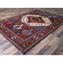 Load image into Gallery viewer, 6&#39;x8&#39;6&quot; Alabaster White, Afghan Ersari With Turkish Knot, Caucasian Design Revival, Ancient Bird Figurines, Vegetable Dyes, Densely Woven, Hand Knotted, Soft Wool, Oriental Rug FWR3534
