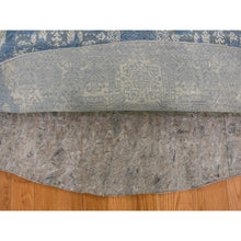 Load image into Gallery viewer, 8&#39;1&quot;x8&#39;1&quot; Round Blue Wool And Pure Silk Jewellery Design Hand Knotted Oriental Rug FWR354000