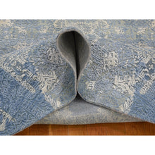 Load image into Gallery viewer, 8&#39;1&quot;x8&#39;1&quot; Round Blue Wool And Pure Silk Jewellery Design Hand Knotted Oriental Rug FWR354000